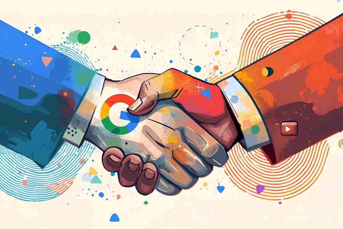 stretta di mano tra google e youtube immagine grafica