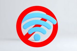 simbolo wi-fi con segnale stop sopra