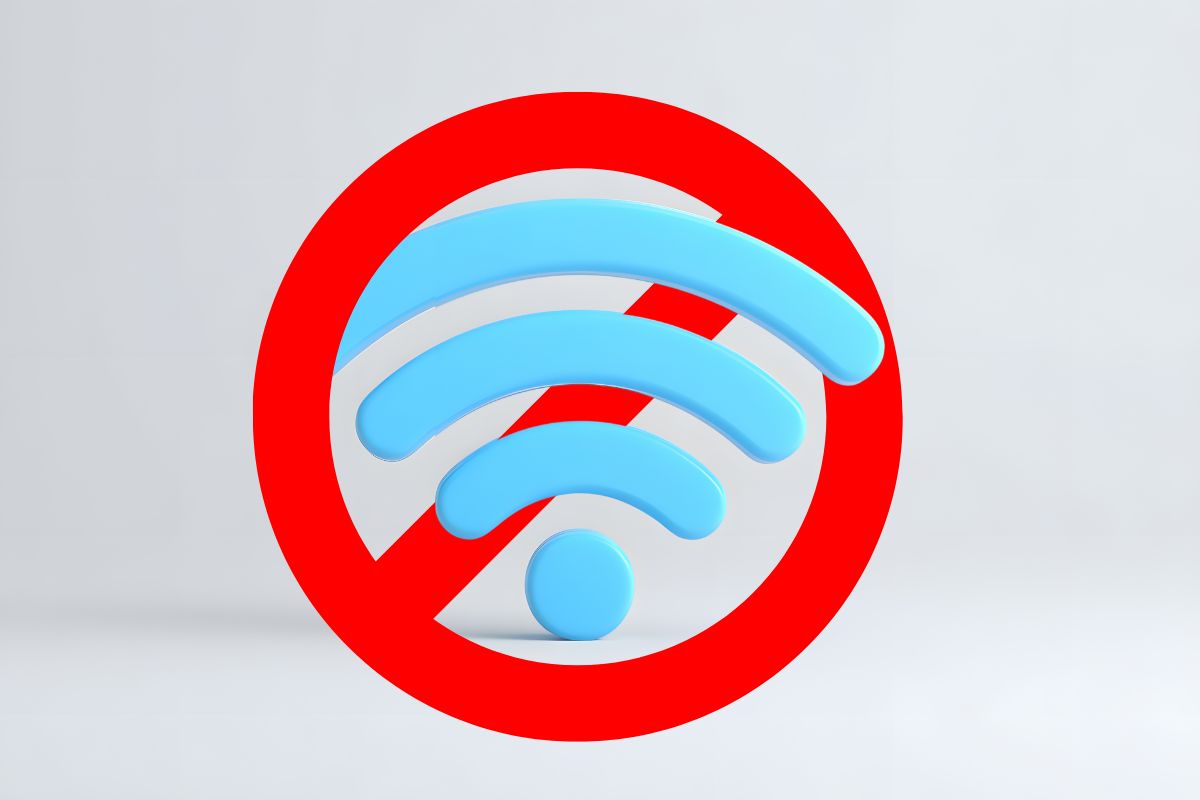 simbolo wi-fi con segnale stop sopra