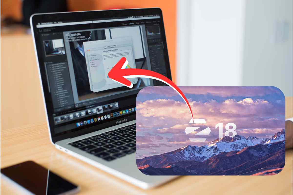 Un pc portatile ed il logo di Zorin OS 18